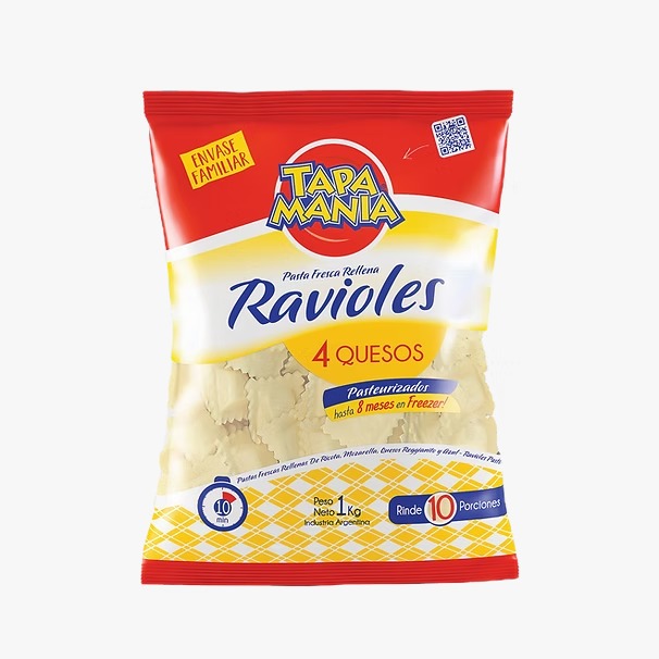 RAVIOLES BOLSA 4 QUESOS TAPA MANIA 1KG