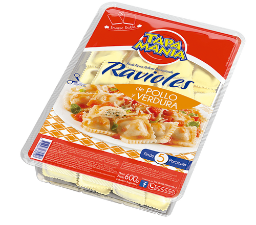RAVIOLES BLISTER POLLO Y VERDURA TAPA MANIA X 500 GR